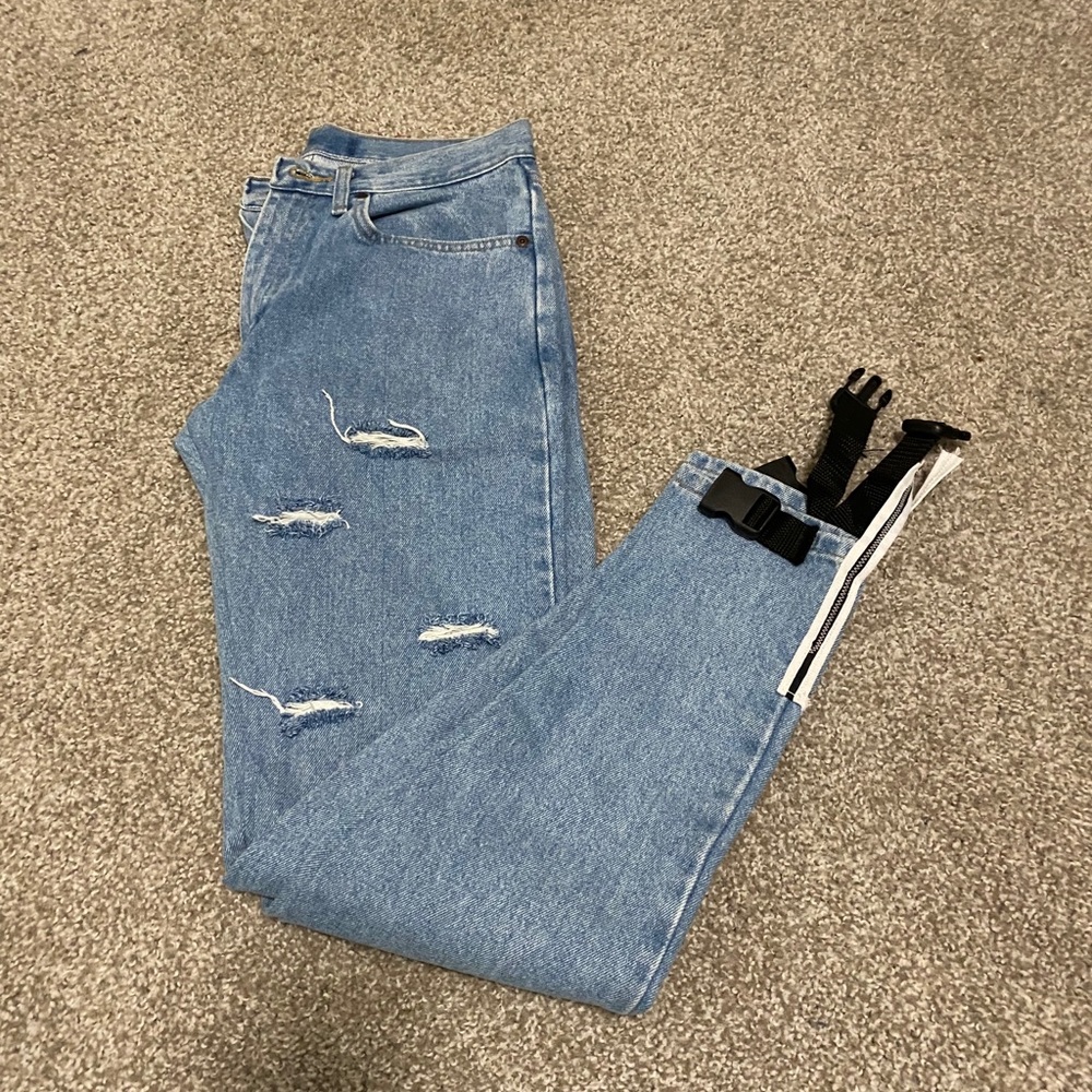 Santana Labs Custom Made Distressed Denim Jeans Size 31 - Picture 2 of 6